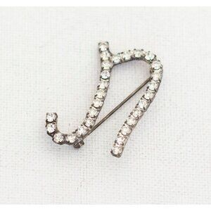 Dainty Letter N Brooch, Initial N Jewelry, Silver Tone Brooch, Minimalist - A8